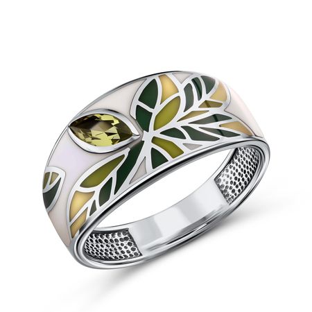 Серебряное кольцо с эмалью и хризолитом 1490₽