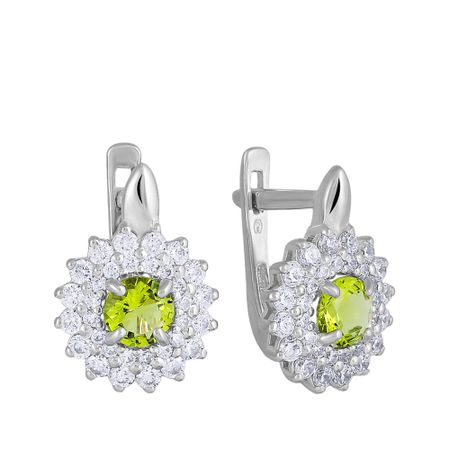 Серьги из серебра с хризолитами и фианитами 3990₽