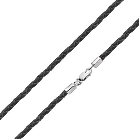 Кожаный браслет с серебряным замком с родированием 249₽