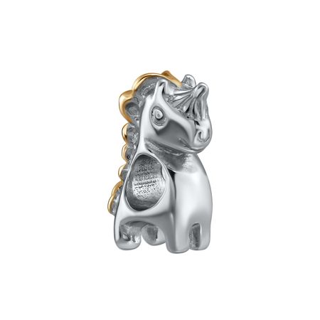 Серебряный шарм Единорог с позолотой 490₽