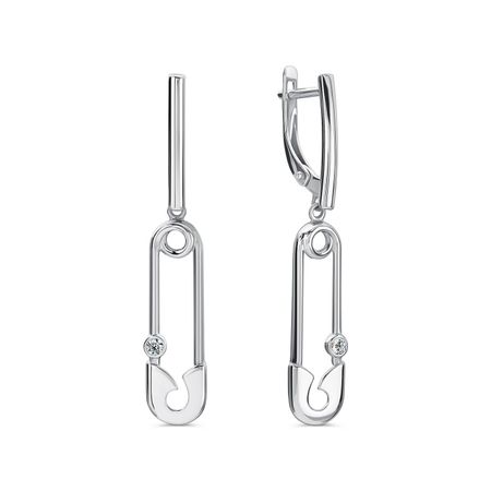 Серебряные серьги Булавка с фианитами и родированием 3590₽