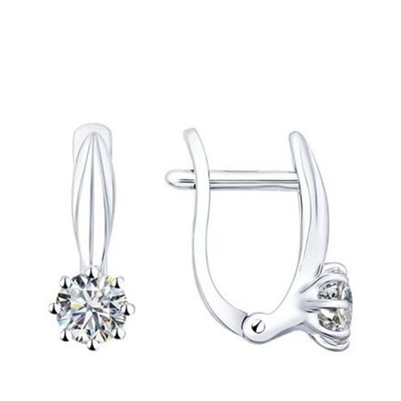 Серебряные серьги с фианитами и родированием 1990₽