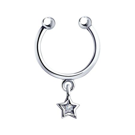 Серебряная серьга Звезда с фианитами и чернением 249₽