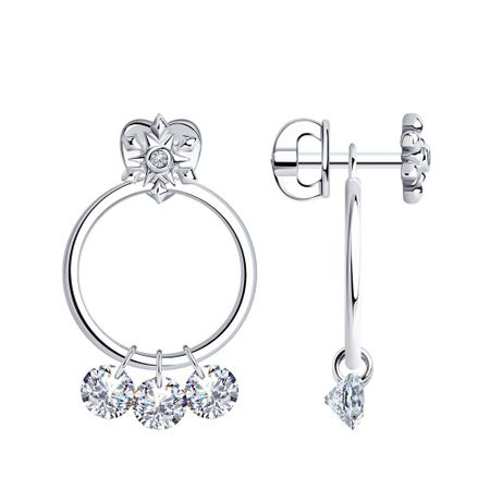 Серебряные серьги с фианитами и родированием 1230₽