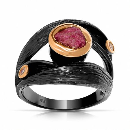 Кольцо из серебра с рубином и фианитами 5390₽