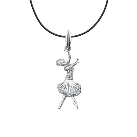 Серебряная подвеска Балерина с фианитами и родированием 630₽