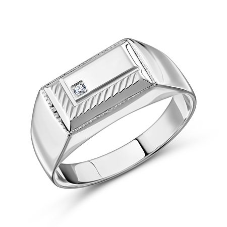 Серебряная печатка с фианитом и родированием 1370₽