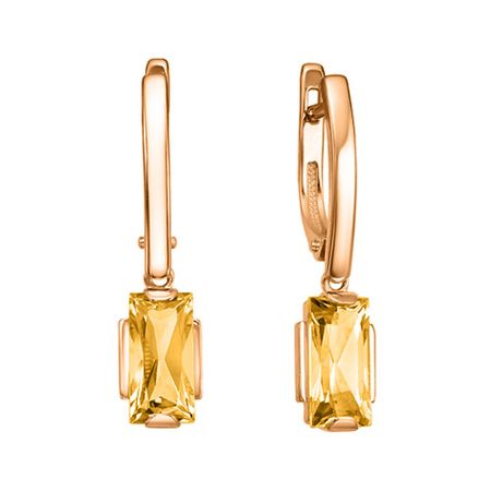 Золотые серьги с цитринами 83990₽