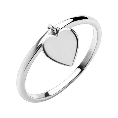 Серебряное кольцо Сердце с родированием 249₽