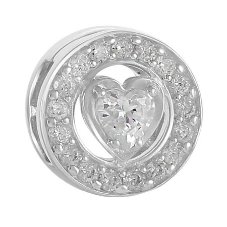 Серебряный шарм Сердце с фианитами 600₽