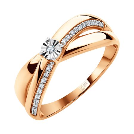 Золотое кольцо с бриллиантами и родированием 57990₽
