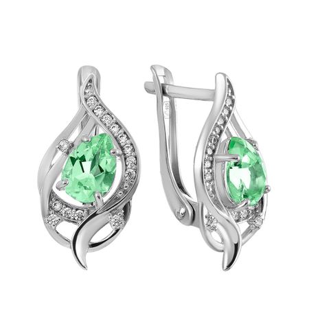Серьги из серебра с хризолитами и фианитами 3490₽