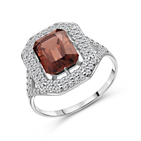 Серебряное кольцо с морганитом и фианитами с родированием 2790₽