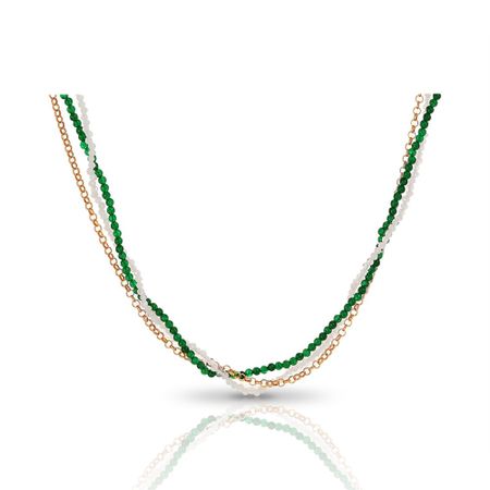Серебряное колье с лунным камнем и агатами с позолотой 6710₽