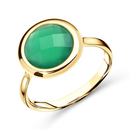 Золотое кольцо с зеленым агатом 24990₽