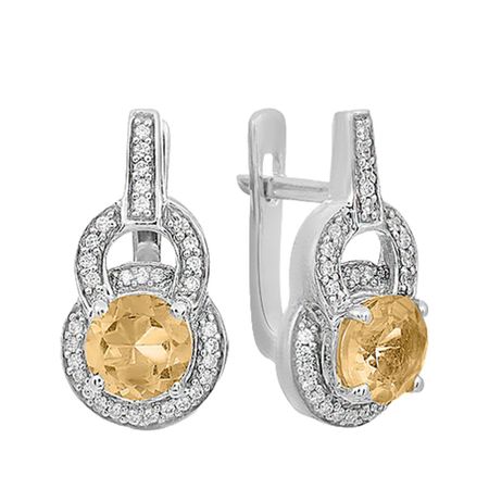 Серьги из серебра с цитринами и фианитами 6600₽