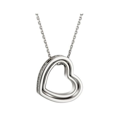Серебряное колье Сердце с фианитами и родированием 1190₽