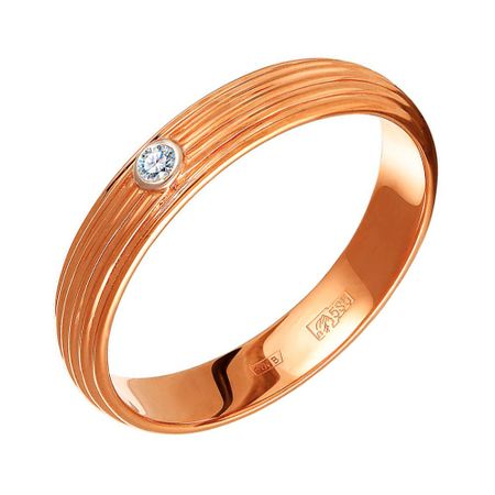 Золотое обручальное кольцо с бриллиантом и родированием 61990₽