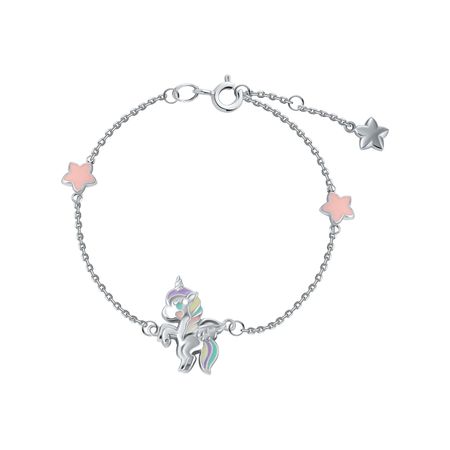 Серебряный детский браслет Единорог с эмалью и родированием 1440₽