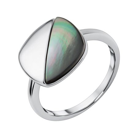 Серебряное кольцо с перламутром и родированием 2790₽