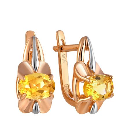 Золотые серьги с цитринами 34490₽