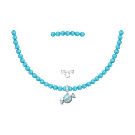 Серебряное детское колье с кошачьим глазом и эмалью 1490₽