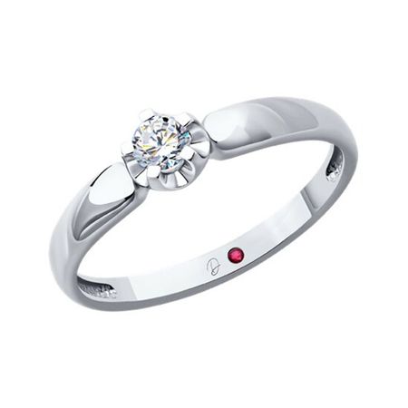 Золотое кольцо с бриллиантом и рубином с родированием 89990₽