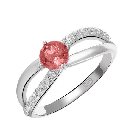 Серебряное кольцо со шпинелью нано и фианитами с родированием 900₽