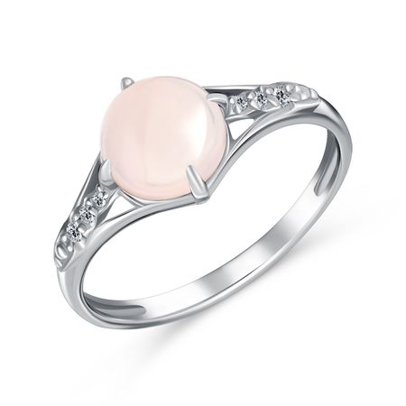 Серебряное кольцо с кварцем и фианитами с родированием 720₽