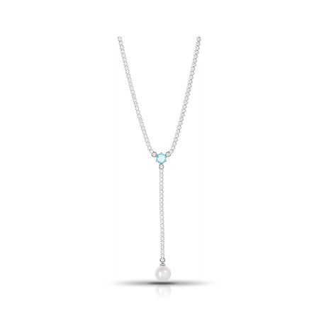 Серебряное колье с жемчугом и ювелирным кристаллом с фианитами 3200₽