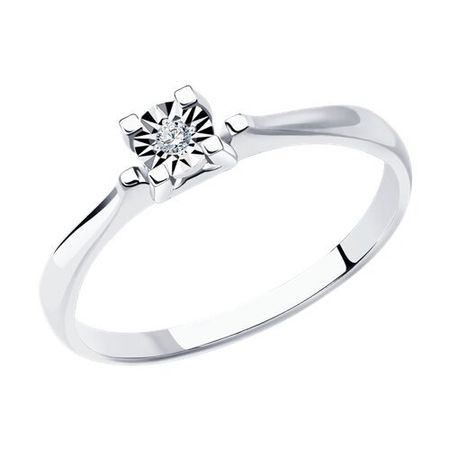 Золотое кольцо с бриллиантом и алмазной гранью с родированием 44990₽