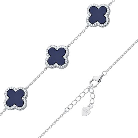 Серебряный браслет с пластиком и фианитами с родированием 10200₽