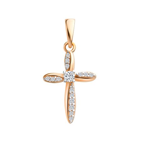 Золотая подвеска Крест с фианитами 15990₽