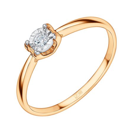Золотое кольцо с бриллиантом и родированием 27990₽