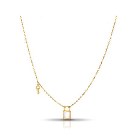 Серебряное колье Замок и Ключ с перламутром 1090₽