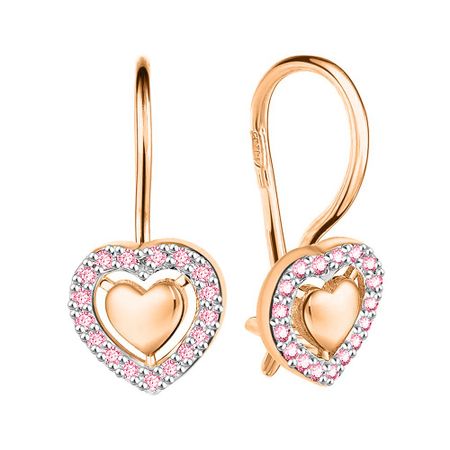 Золотые детские серьги Сердце с фианитами 26990₽