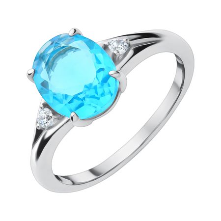 Серебряное кольцо с алпанитом и фианитами с родированием 490₽