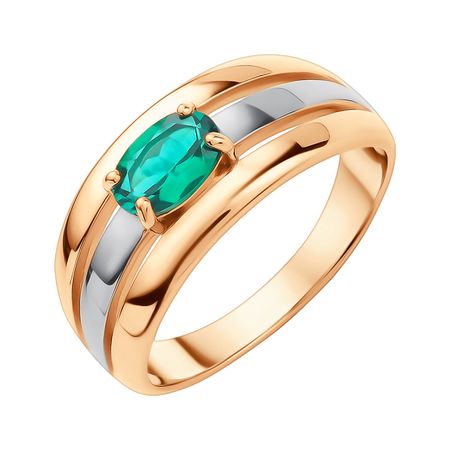 Золотое кольцо с изумрудом и родированием 41990₽