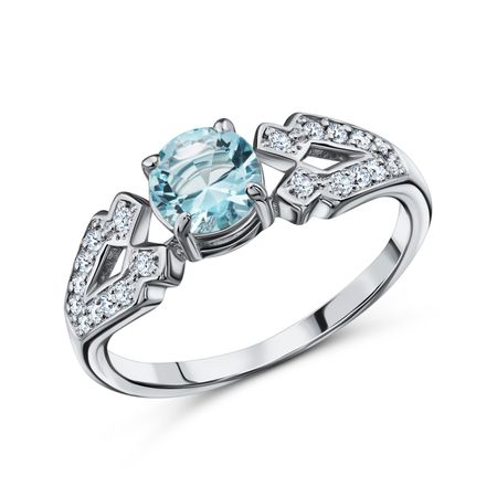 Серебряное кольцо с топазом и фианитами с родированием 860₽