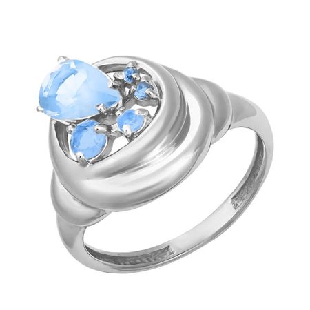 Серебряное кольцо с ювелирными кристаллами и родированием 490₽