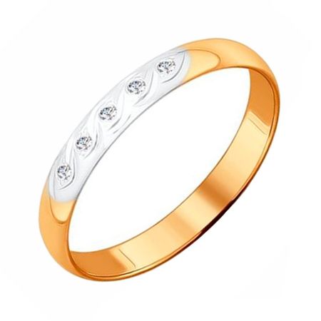 Золотое обручальное кольцо с бриллиантами и родированием 36990₽