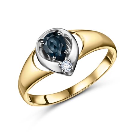 Золотое кольцо с London топазом и фианитом с родированием 25990₽