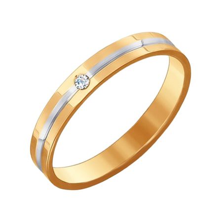 Золотое обручальное кольцо с бриллиантом и родированием 37990₽