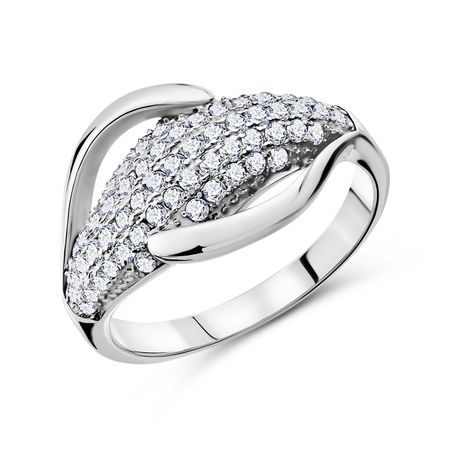 Серебряное кольцо с фианитами и родированием 990₽