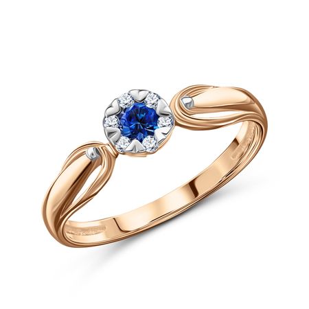 Золотое кольцо с сапфиром и бриллиантами 25990₽
