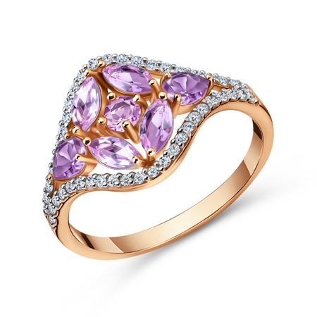 Золотое кольцо с аметистом и фианитами 41990₽
