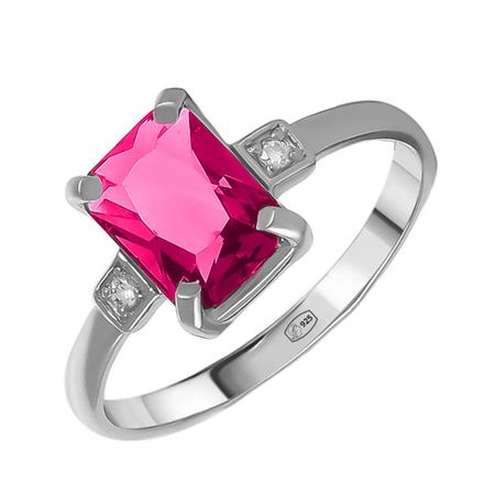 Серебряное кольцо с ювелирным кристаллом и фианитами с родированием 490₽