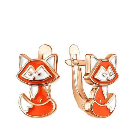 Золотые детские серьги Лиса с эмалью 29990₽