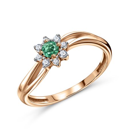 Золотое кольцо с кварцем и фианитами