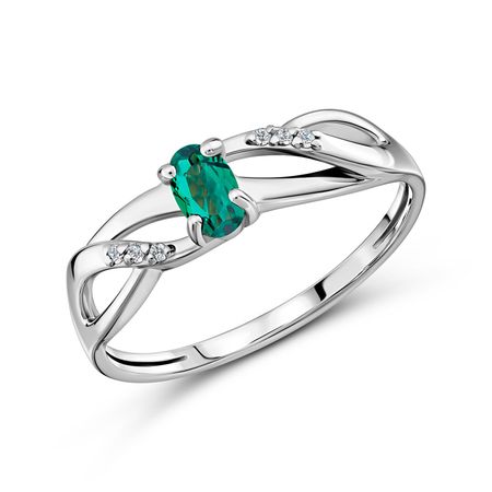 Серебряное кольцо с ювелирным кристаллом и фианитами с родированием 890₽